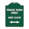Signmission Truck Turn Area Keep Clear W/ Bidirectional Arrow, Green & White Alum Sign, 18" x 24", GW-1824-22784 A-DES-GW-1824-22784 - alternate 1